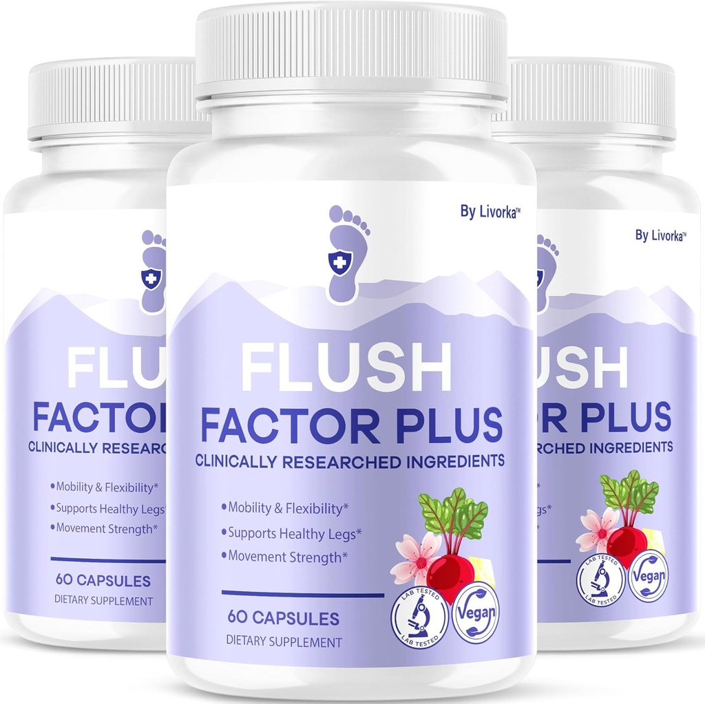 (3 Pack) Flush Factor Plus - Official Flush Factor Plus Capsules, FlushFactorPlus Review, Flush FactorPlus Supplement Support Pills, FlushFactor Plus All Natural Ingredients, 180 Capsules for 3 Months