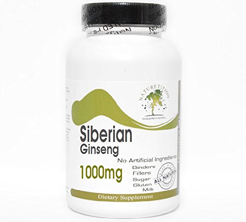 シベリアのGinseng 1000mg   100のカプセル - 添加物無し Naturetitionの補足