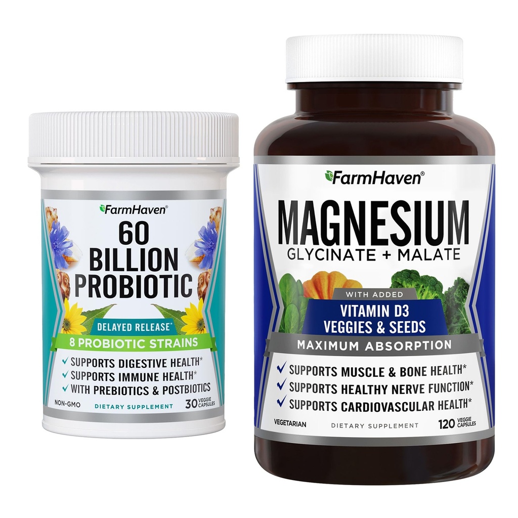 FarmHavenのマグネシウムのGlycinate及びMalateの複合体および60 Billion CFUのプロバイオティック
