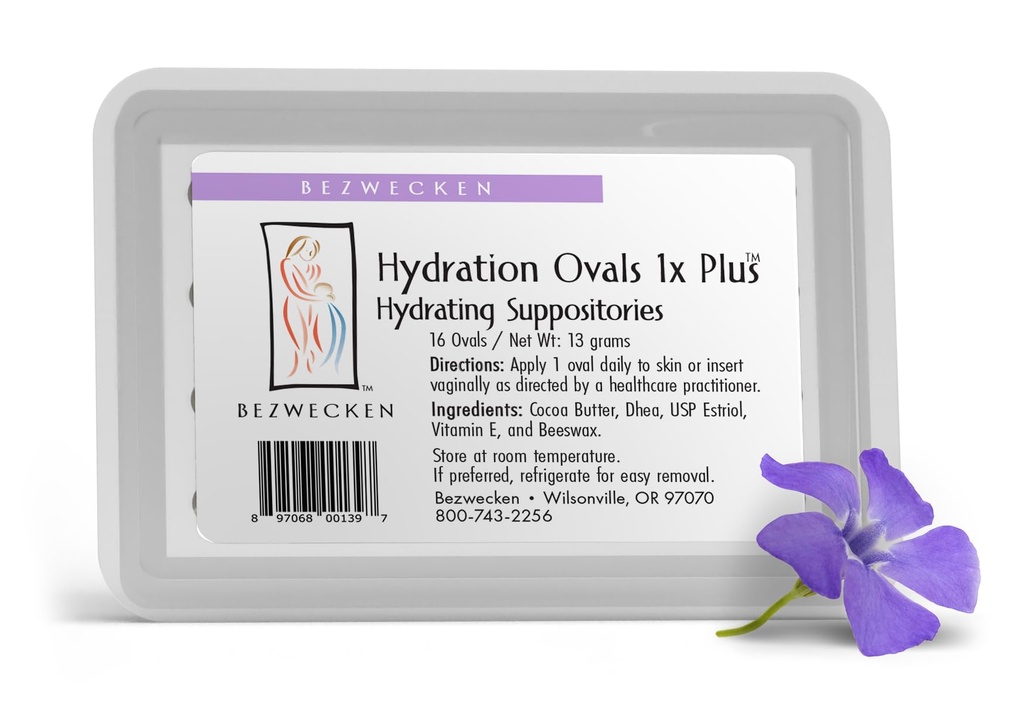 Bezwecken - Hydration Ovals 1x Plus DHEA - 16 Oval Suppositories - 同じ信頼できる式 - メノポスアルの女性における腟の乾燥を緩和するために専門的に処方 - 安全、自然&パラベン無料
