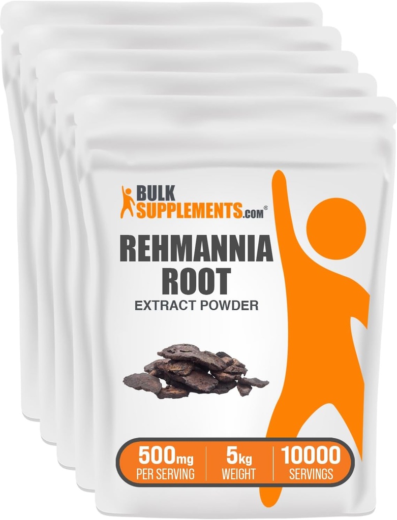 BulkSupplements.com Rehmannia Extract Powder - Rehmannia Root、Rehmannia Glutinosa、Rehmannia Supplement - ハーブ、グルテンフリー、500mg/サービング、1kg(2.2.ポンド)(パッケージ 5)