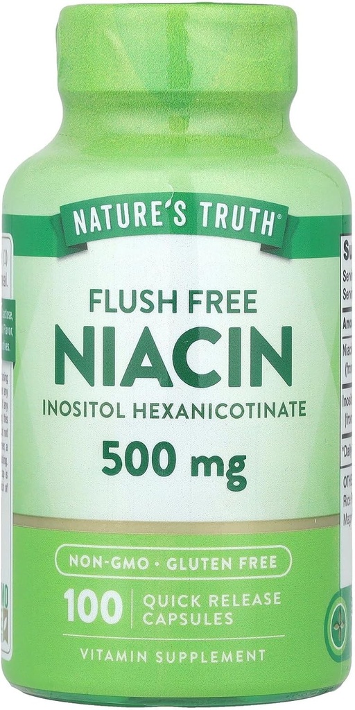 Nature's Truthフラッシュ無料ナイアシン500mg 100キャップ、100カウント