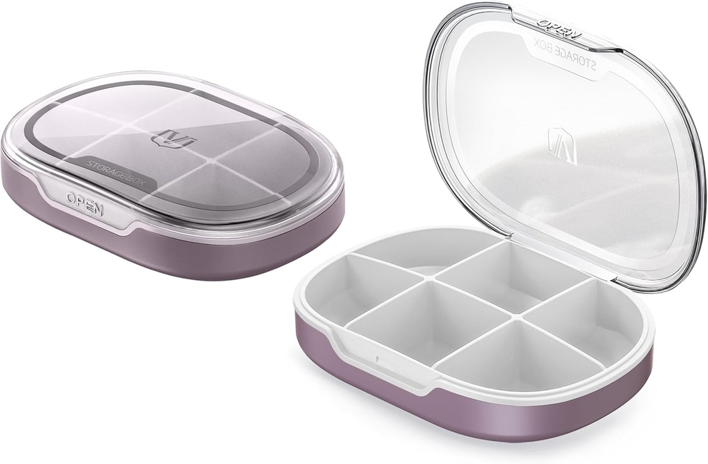 ピルオルガナイザー、ピルボックス2パック、財布&ポケットのための小さなピルケース、毎日の薬のビタミンピルボックス、魚油箱、サプリメントボックス2個(Six-Compartment)(Russet)