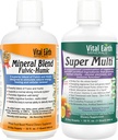 バイタルアースミネラルデトックス&ウェルネスサポート - 70以上のトレースミネラル+スーパーマルチ、液体マルチビタミン、MTHFRサポート、32 Oz Ea
