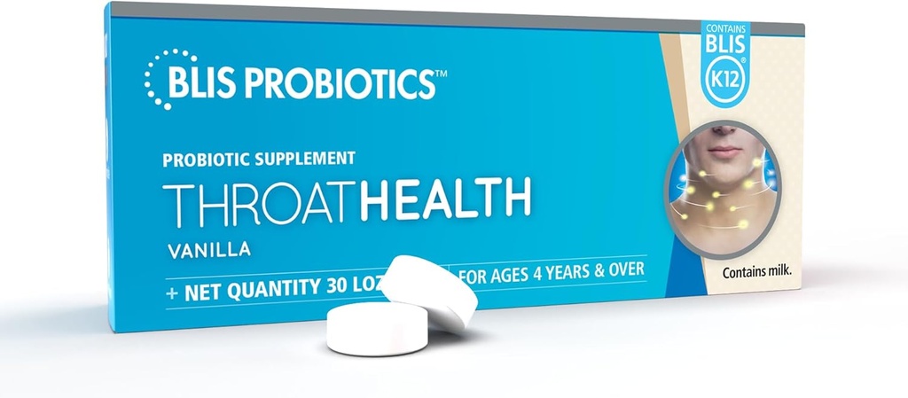 BLIS ThroatHealth経口プロバイオティクスK12 - 免疫&スロートサポート、バニラ - 30 Lozenges、2.5ビリオンCFU