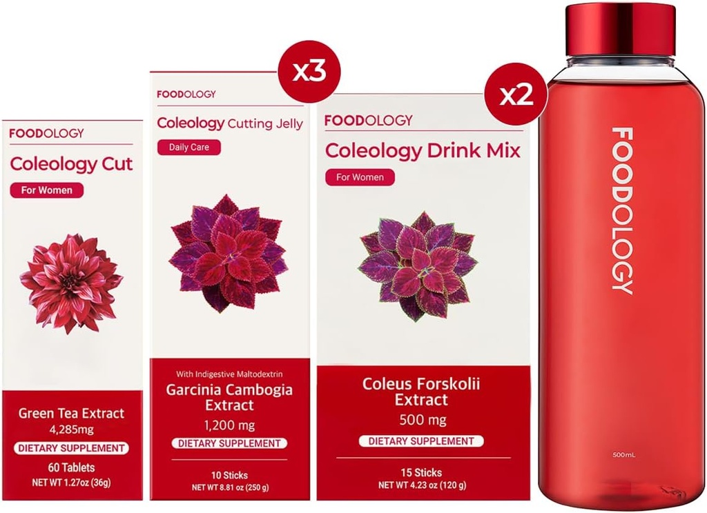 FOODOLOGY RED Burning 1-Month Full Set/Coleology Cut(1ea) & Coleology Drink Mix(2ea) & Coleology Cut Jelly(3ea) $ ウォーターボトル(1ea)...