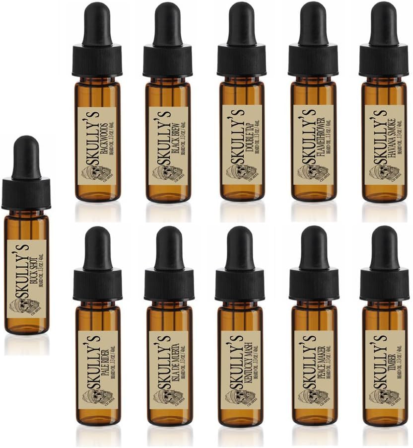 Skully's Beard Oil サンプルセット (11) 5 ml ガラス ドラマ, 旅行パック