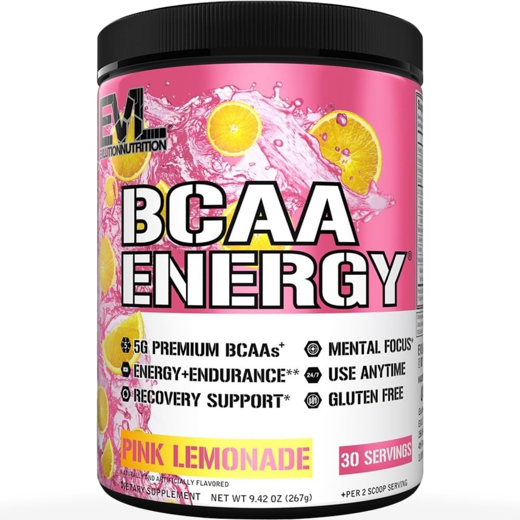 EVL BCAAs のアミノ酸の粉-筋肉回復のための BCAA のエネルギー前ワークアウトの粉 細い成長および持久力-自然なカフェインが付いている再水化のポストのワークアウトの回復飲み物-ピンクのLemonade