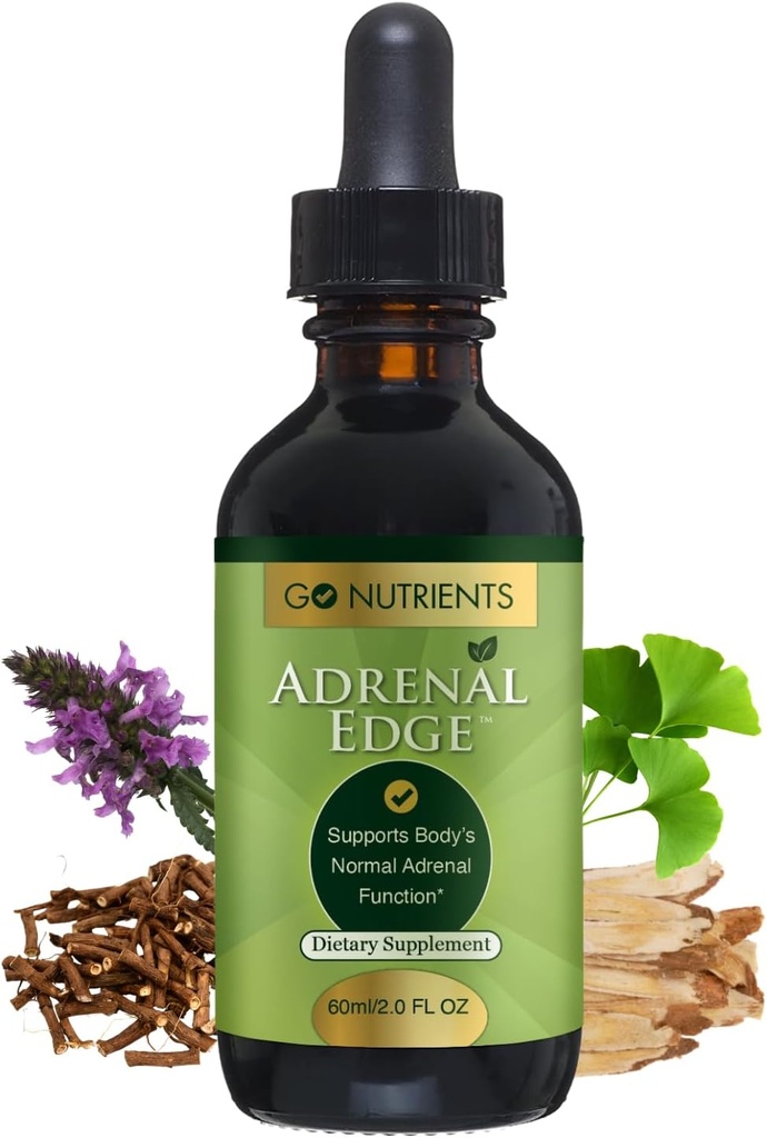 Go Nutrients Adrenal Edge – 副腎サポートサプリメントは、Cortisol管理とストレス救済のためにドロップします – 女性の健康のための液体ハーブチンキ, フォーカス & 残りの睡眠を促進 – 2 oz