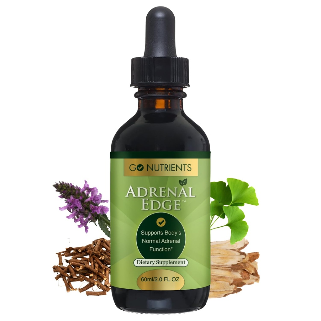 Go Nutrients Adrenal Edge – 副腎サポートサプリメントは、Cortisol管理とストレス救済のためにドロップします – 女性の健康のための液体ハーブチンキ, フォーカス & 残りの睡眠を促進 – 2 oz