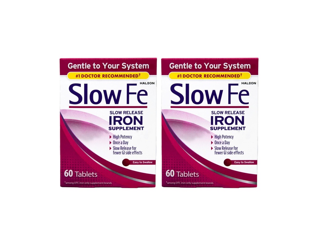 スローフェ、高効力鉄45mg、スローリリース - 60錠 - 2パック