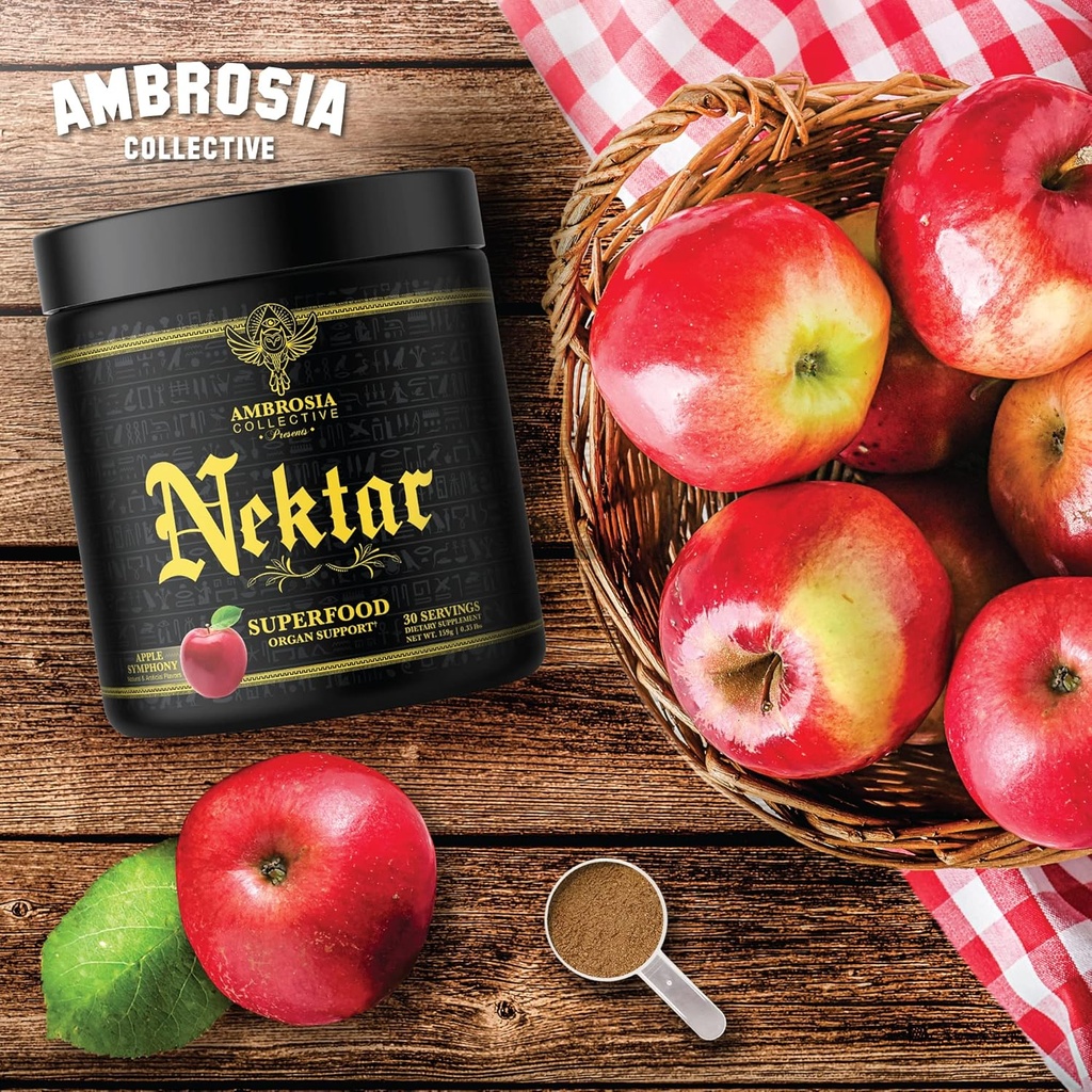 Ambrosia Nektar - スーパーフードパウダー | 完全健康補助食品 | オルガンサポート - 肝臓・腎臓の健康 | 30 食(アップル・シンフォニー)