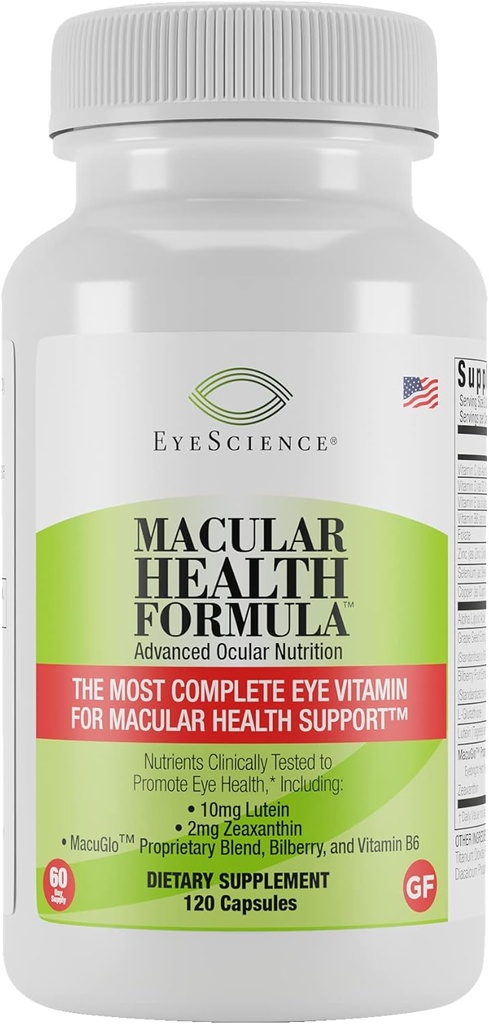 EyeScience Macular Health Beyond AREDS2 フォーミュラ, アドバンスト・オーラル・ビタミン - ルテイン, ゼアキサンチン, ビルベリー, ビタミンC, D, E, B6 (60 日の供給)