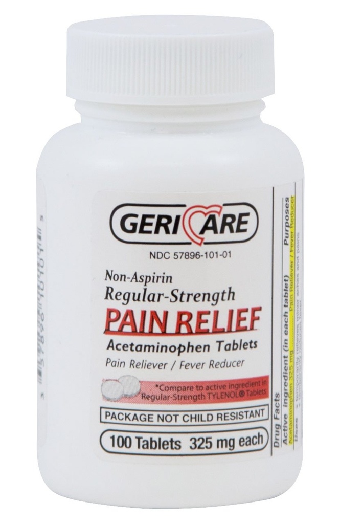 McKesson 60-101-01 GeriCare のアセテートのタブレット、325mg、100 のパック