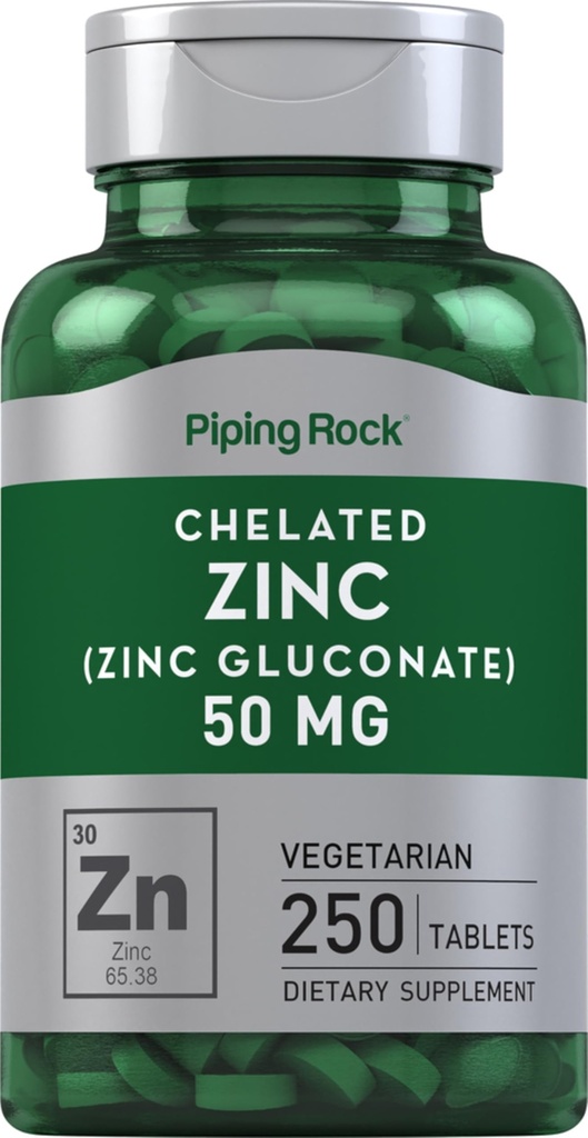 パイピングロックキレート亜鉛50mg | 250錠 | グルコネート | ベジタリアン・ノンGMO・グルテンフリー対応商品