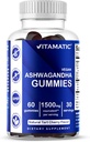 Vitamatic Ashwagandha Gummies 1500 mg 食べ当たりの同等性 (から 30:1 抽出 50 mg) - 60 ビーガンガミー - 3% アダノリド