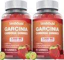 2 パックの砂糖の自由な Garcinia の Cambogia のグミー- L カルニチン、エネルギー ブースト、Pills 及びカプセル 120 の計算を取るいちごの味のより容易な 3000mg 95% HCA