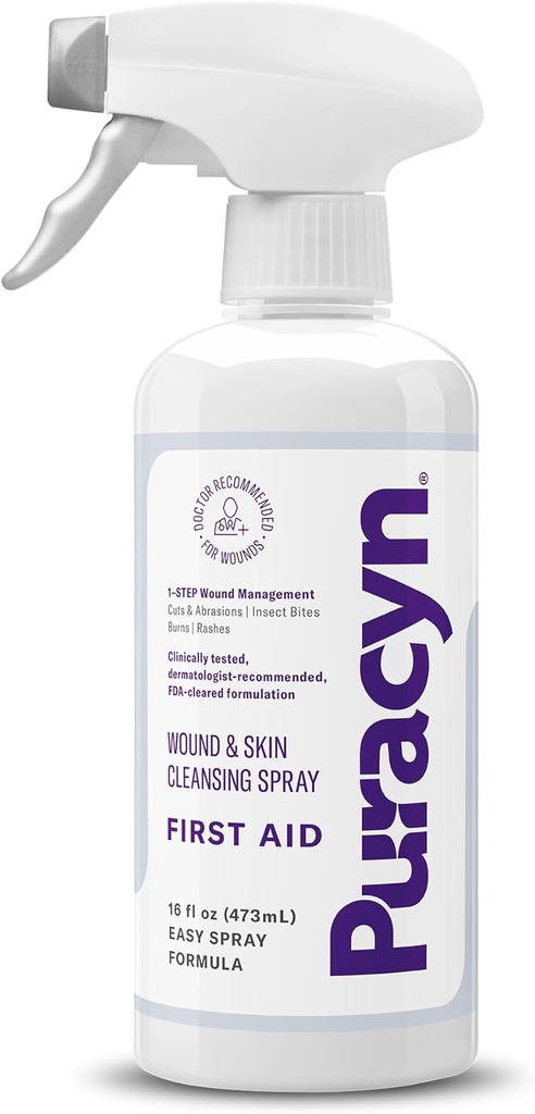 Puracyn First Aid Wound and Skin Repair - Wound Care Spray for Cuts, Scrapes, Minor Sores, Minor Burns, and Other Skin Irritations. 16 Ounces