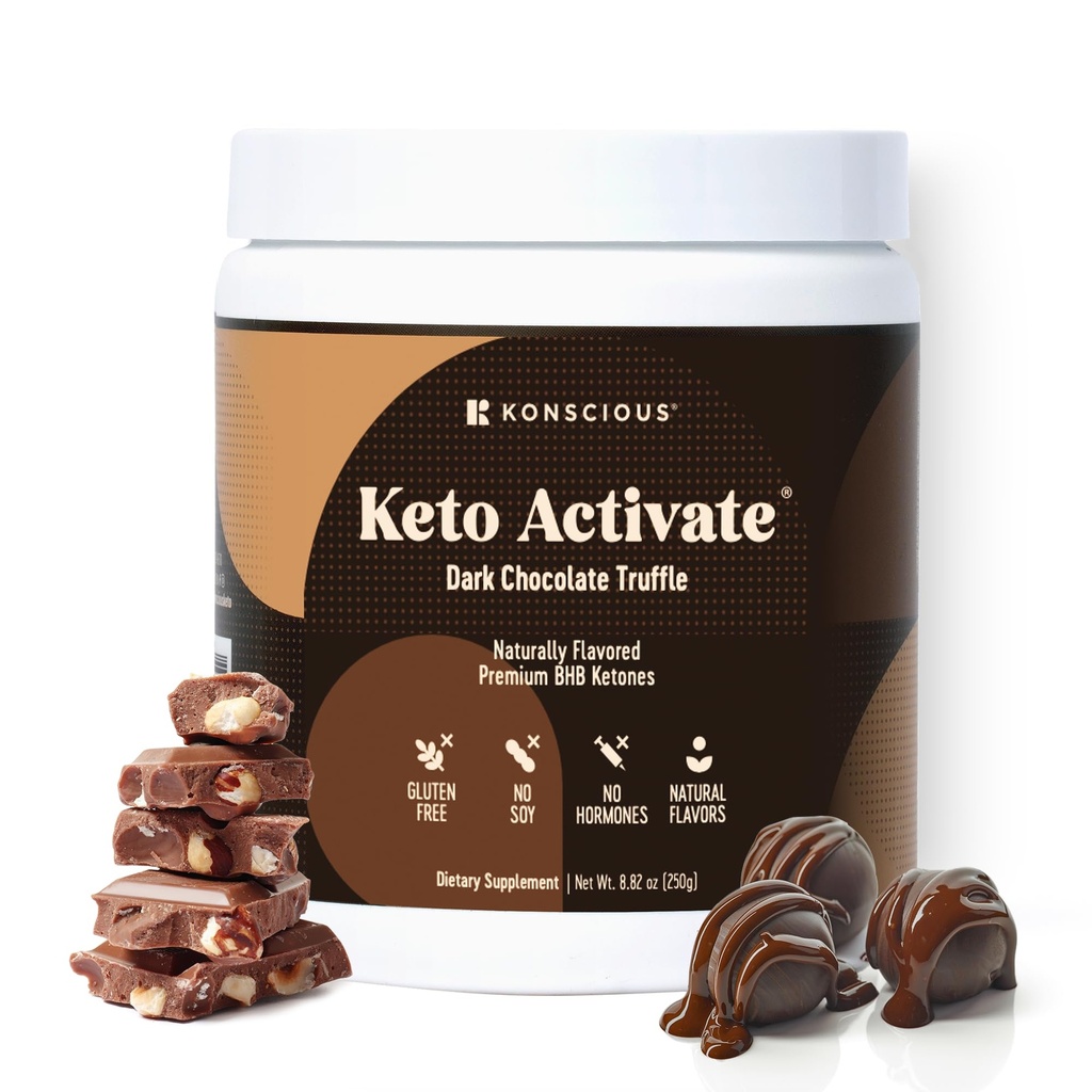 ダークチョコレートトリュフ外因性ケトンドリンク:チョコレートケトンとピュアケトシェイクパウダー | ジャンプスタートケトーシス & 自然ケトンとブーストエネルギーは、Konscious Ketoによるサプリメント