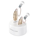 補聴器, ノイズキャンセリング付きシニア&大人のための充電式補聴器, 背後-The-Ear OTC補聴器ポータブル充電ベース付きパーソナルサウンド増幅装置(ゴールド)