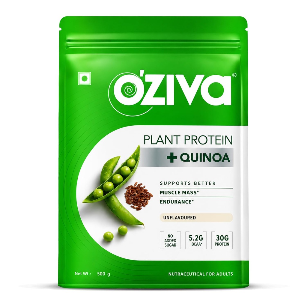 OZiva有機植物タンパク質パウダー | 500 Gm | (30g ビーガンタンパク質 - エンドウ豆タンパク質 a, 玄米タンパク質 & キノア, 大豆フリー) 毎日のフィットネス, ブースト免疫, 不燃 (1.1 lb)