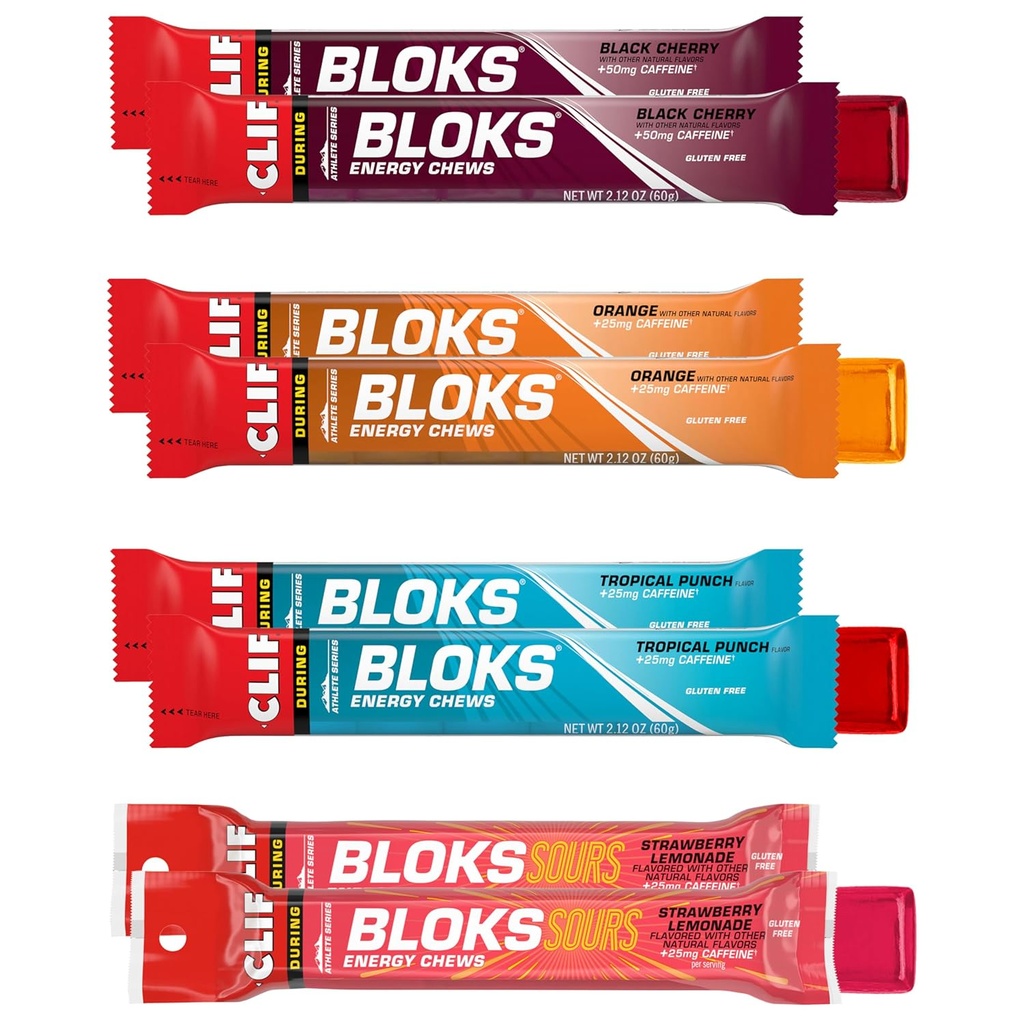 Clif Bloks - カフェイン - バラエティパック - Non-GMO - プラントベース - サイクリングとランニングのための高速燃料 - クイック炭水化物と電解液 - 2.12 oz。 パケット(8カウント)