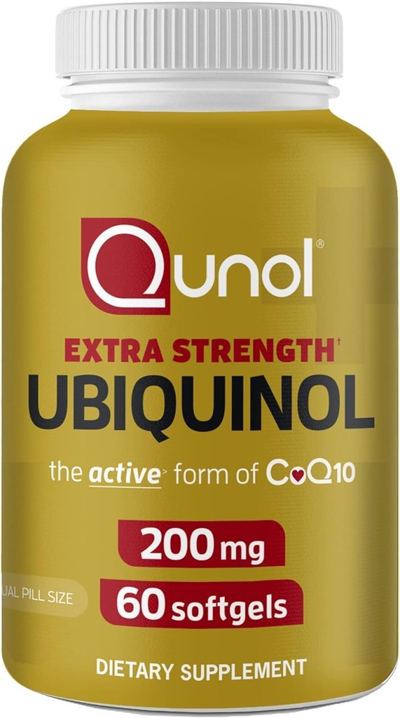 Qunol 200mg Ubiquinol、心および管の健康のための強力な酸化防止剤、エネルギー生産のために不可欠、CoQ10の自然な補足の活動的な形態、60の計算