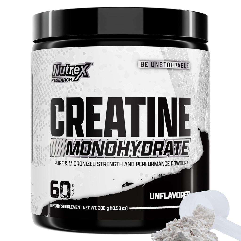 Nutrex Research Creatine Monohydrate Powder 60 サービング | Unflavored 5G Micronized クレアチンパウダー | グルテンフリー