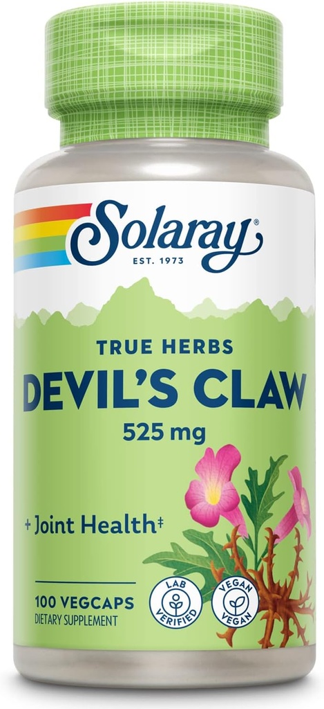 SOLARAY Devils Claw Root 525mg | 非GMO、ヴィーガン&ラボ Verified | 100 VegCaps