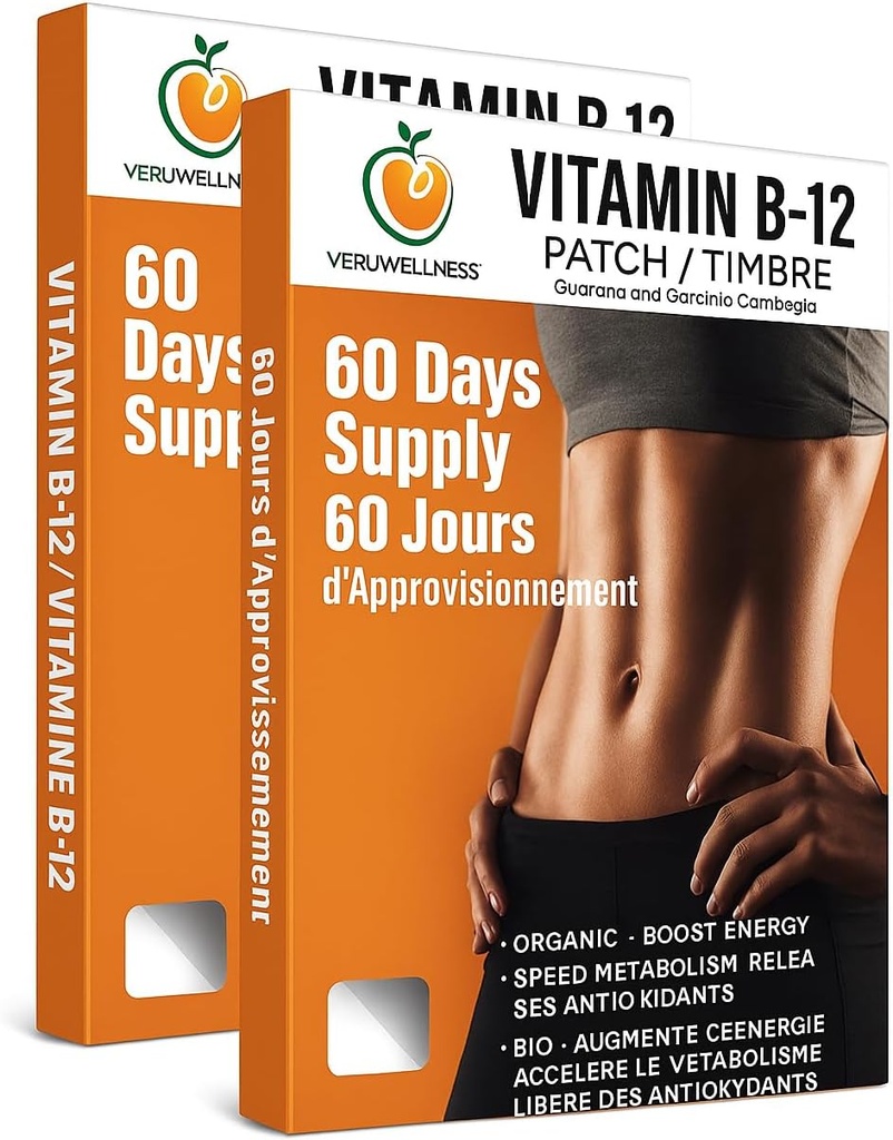 Veru Wellness B12 Patch - Energy Boost (2-Pack) – 120 Day B12 Patch - No Caffeine