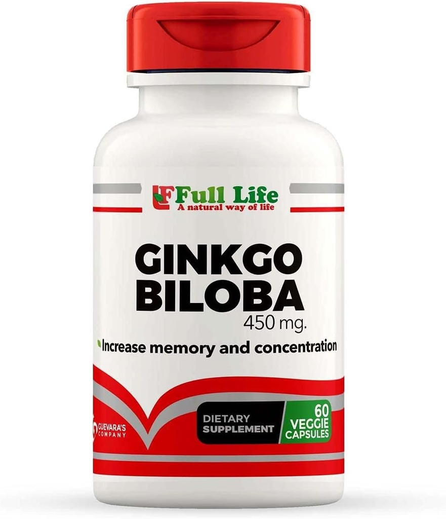 完全な生命の銀杏のBilobaのカプセル-草の補足- 60の野菜のカプセル450mg。