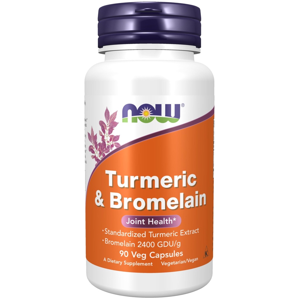 NOW Foodsは、Bromelain 2400 GDU/g、90 Vegのカプセルと、Turmeric&Bromelain(標準化されたターメリック抽出物)を補います