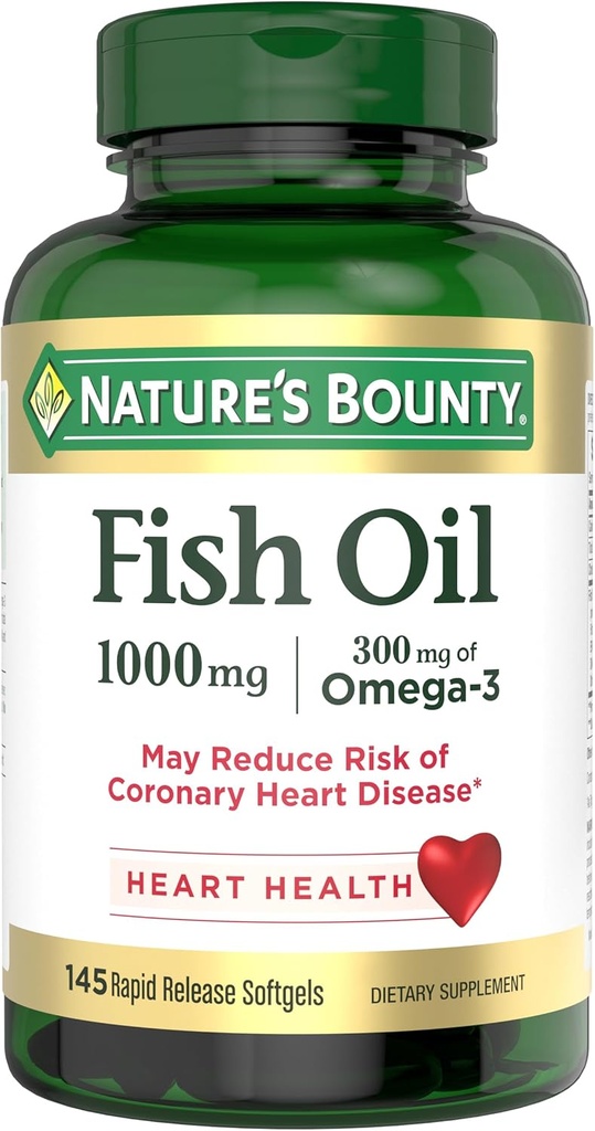 Nature's Bounty Fish Oil、心の健康、1000mg、急速な解放Softgels、145 Ctを支えて下さい