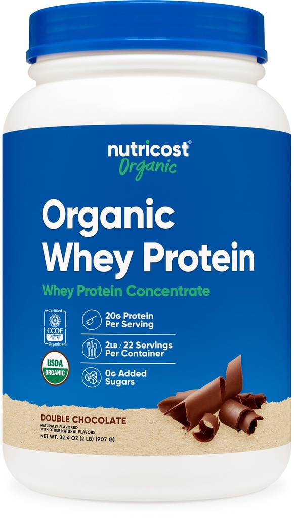 Nutricost 有機ホエイプロテイン濃縮物、ダブルチョコレート風味(2LBS) -グルテンフリー、非GMO