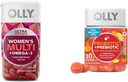 OLLY Ultra Women's Multi Softgels & Probiotic + Prebiotic Gummy, Digestive Support and Gut Health, 500,000,000 CFUs, 繊維, 男性と女性のための大人のChewableサプリメント, ピーチ, 30 日の供給 - 30 カウント