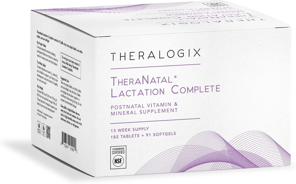 Theralogix TheraNatal Lactation 完全ポストナタールビタミンサプリメント - 13週間の供給 - 女性のための Breastfeeding サプリメント - NSF 認定 - 182 錠 & 91 Softgels
