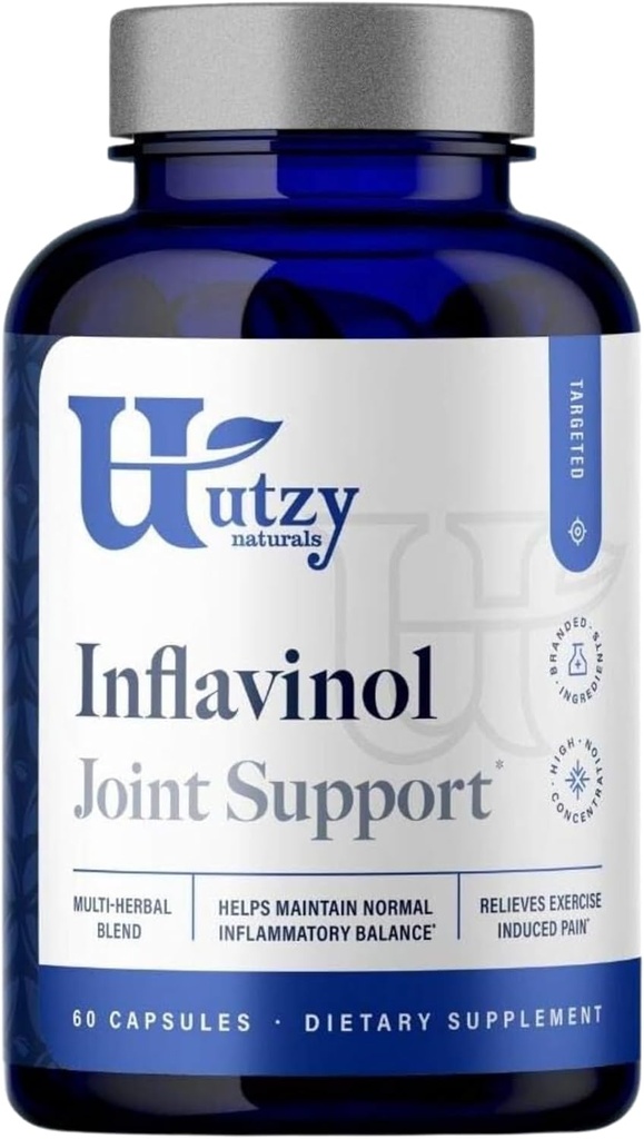 Utzy Naturals Inflavinol | 共同サポートサプリメント | ジンジャー、デビルスクロー(harpagosides)、ボスウェリアセラタ(Casperome®)、&ローズマリー(AquaROX®) | フラボノイドブレンド | 60カプセル