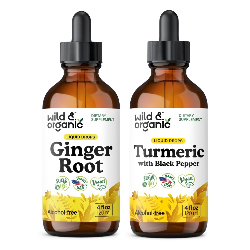 ワイルド&オーガニックジンジャーTincture 4 fl oz & ターメリック Tincture 4 fl oz