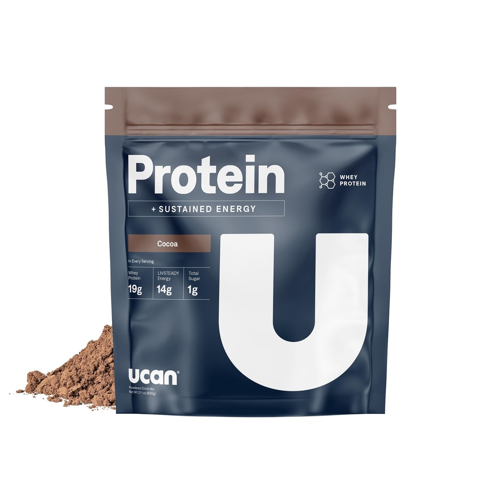 UCAN エネルギー + 乳白色タンパク質粉末 - 19g アミノ酸とBCCAs - Ketoプロテインパウダー - 無添加砂糖、グルテンフリー - Cocoa - 12サービング