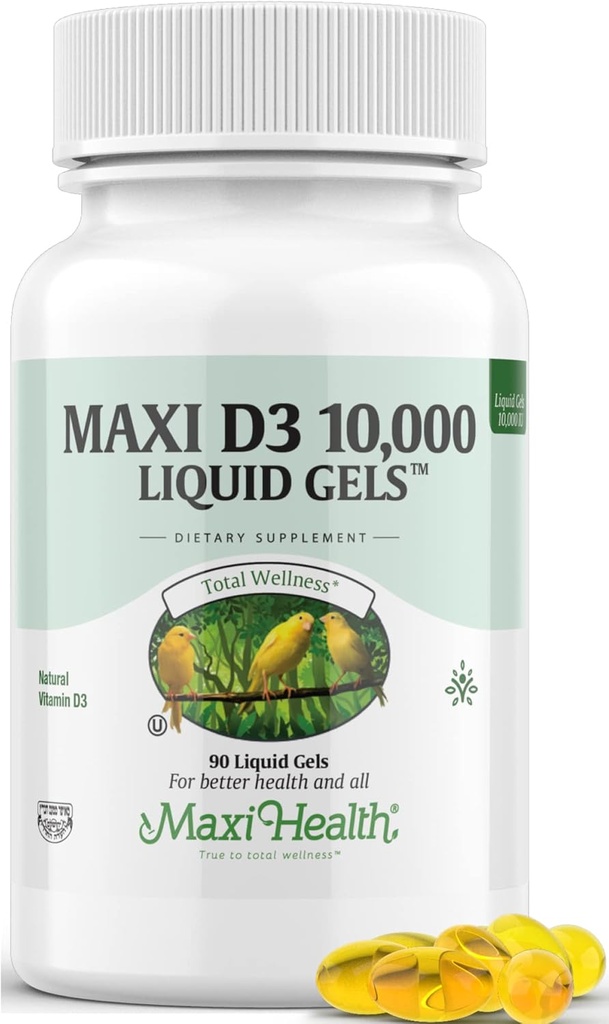 Maxiの健康のビタミンD3 10000 IUのSoftgelsの補足-カルシウム吸収のための純粋なVIT D3、大人の女性及び人のための免疫の健康そして骨サポート-ビタミンD -液体D3 10000 IUのSoftgels (90)