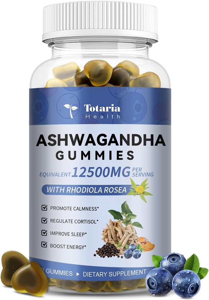 Totariaの砂糖の自由なAshwagandhaはリラックス、エネルギー、Cortisolのガミーのための女性の及びウェンのためのGummies w/Vitamin D3、マグネシウムのGlycinate、Rhodiola、超強さのAshwaの根の補足を満たしました