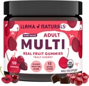 女性と男性のためのLlama Naturals Multivitamin, ビーガン, ビタミンDとオーガニックグミー, CとK, 大人の実質の果実のおいしいビタミン, 咀嚼可能なマルチビタミンサプリメント, 砂糖の杖はありません, チェリー, 120 Ct