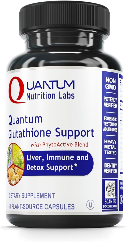 QNL Glutathione Support - Glutathione Capsules for Adults - Organic Antioxidant, Liver & Immune Support Supplement - Supports Eye Health - 60 Plant-Source Capsules