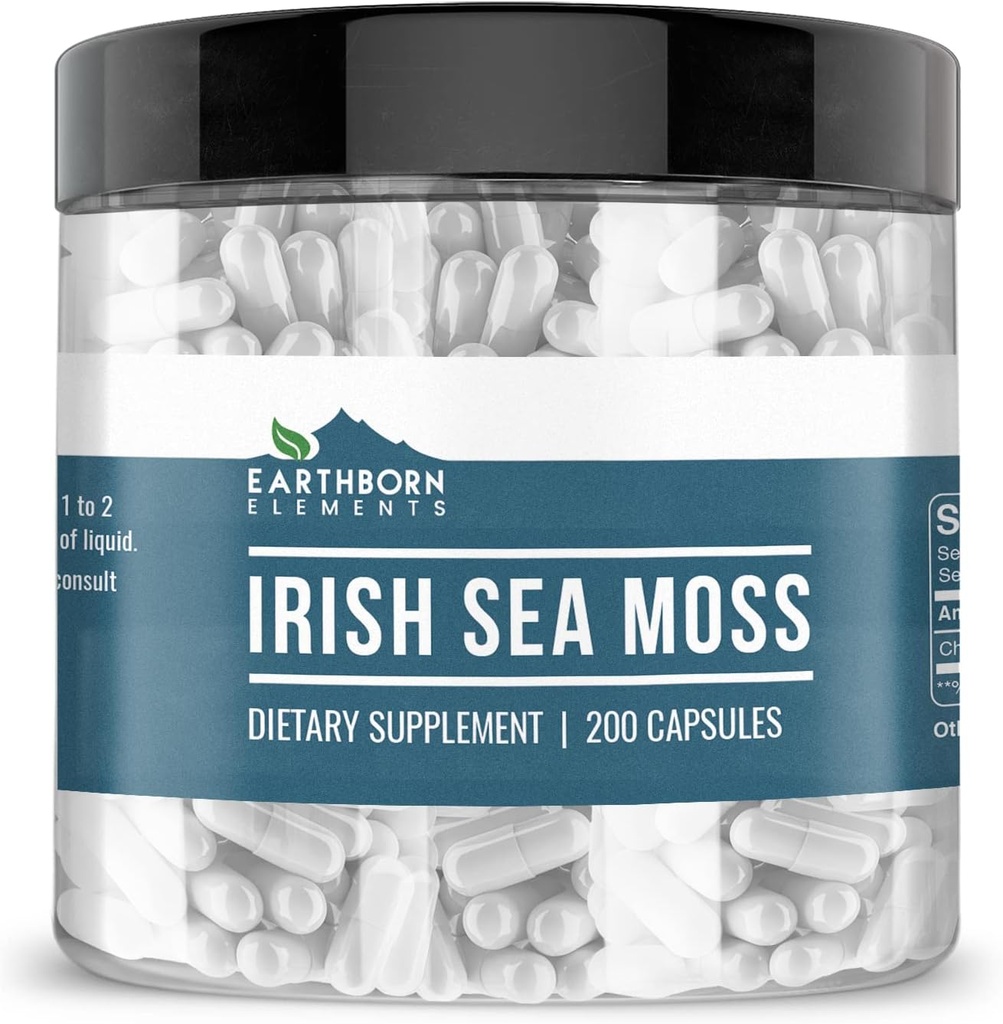 Earthborn Elements Irish Sea Moss 200 Capsules, Pure & Undiluted, No Additives
