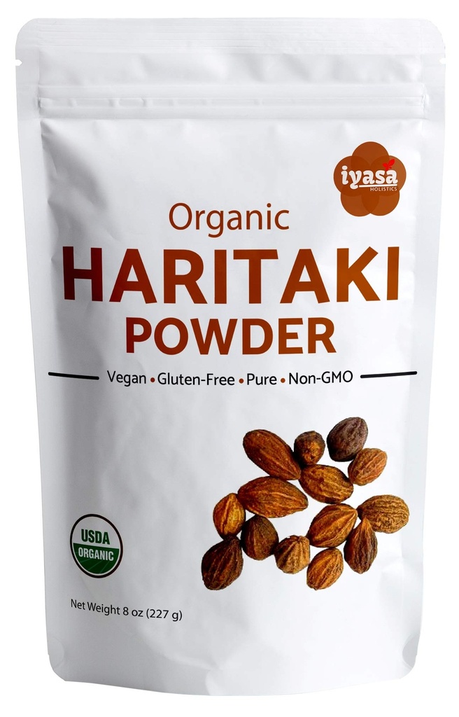 Iyasa Holisticsの有機性Haritakiのフルーツの粉のHardeの原物のTermsiaのchebula Kadakapudi 8Oz 225Gmの消化ガスの救助の健康な腸機能AyurvedaのスーパーフードのResealableの袋
