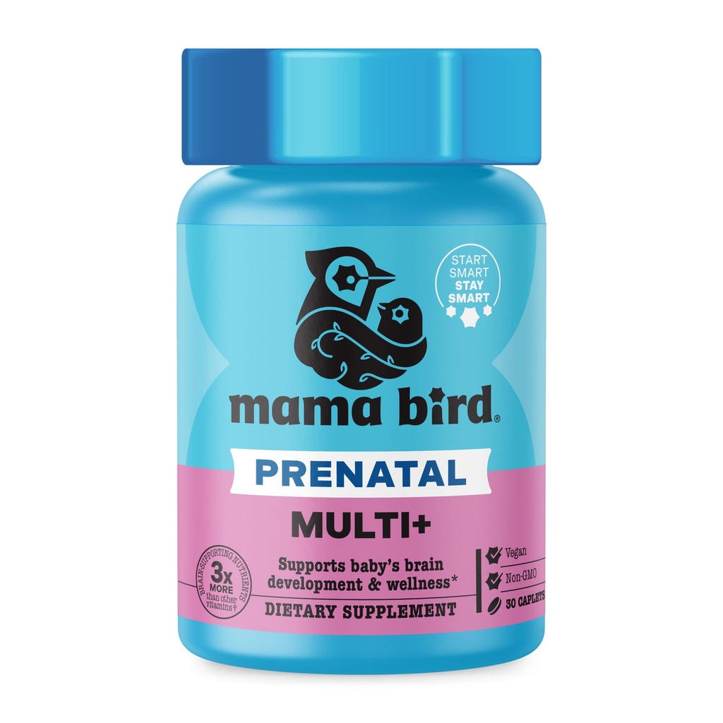 ベストネスウェルネスママバードプレナタルマルチプラス - プレナタルケアサプリメントは、脳と消化の健康をサポート - L-メチルフリート、プロバイオティクス&その他 - 30カプレット(30のサービング)とビーガンマルチビタミン