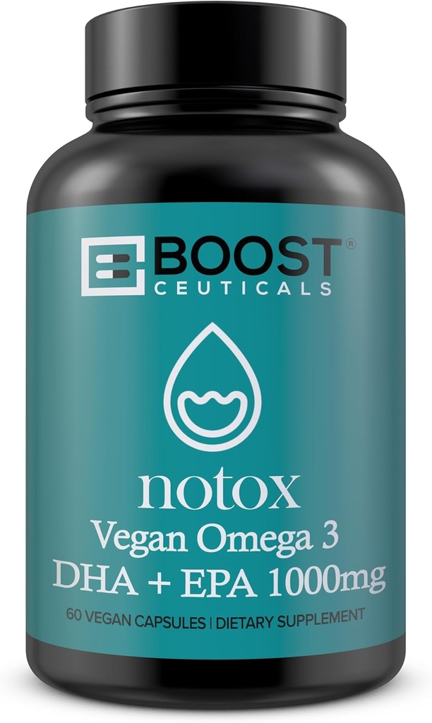 BoostCeuticals Vegan Omega 3 1000mg Plant-Based Algae Omega No Stearates Non GMO Gluten Free | 60 Ct Supplement | Heart and Brain Health