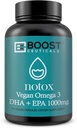 BoostCeuticals Vegan Omega 3 1000mg Plant-Based Algae Omega No Stearates Non GMO Gluten Free | 60 Ct Supplement | Heart and Brain Health