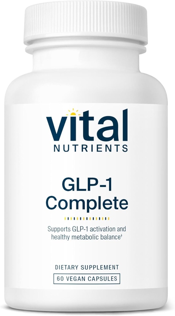 Vital Nutrients GLP-1 Complete | GLP-1 プロバイオティック, プレバイオティクス, ポストバイオティクス + ホップエキス | 高速活性 GLP-1 アクティベーターがカーブの舗装を助けます | ビーガン, 乳製品 & グルテンフリー | 60 カプセル