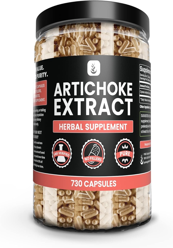 PURE ORIGINAL INGREDIENTS Artichoke Extract (730 Capsules) No Magnesium Or Rice Fillers, Always Pure, Lab Verified